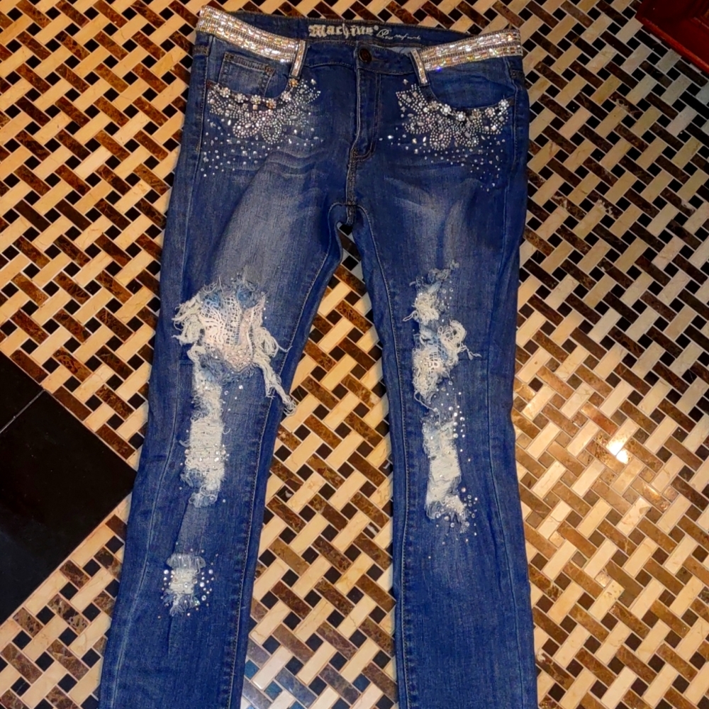 🎊🎉🌺✨MACHINE STRETCH RIPPED WTH GORG STONES SZ31 RN SMALL!! 🎊🎉🌺✨